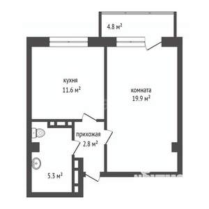 1-к квартира, вторичка, 39м2, 19/19 этаж