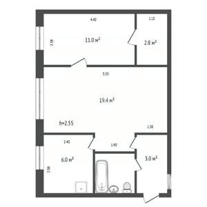 2-к квартира, вторичка, 45м2, 1/5 этаж