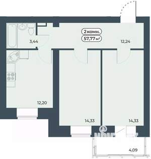 2-к квартира, вторичка, 58м2, 3/9 этаж