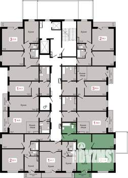 2-к квартира, строящийся дом, 61м2, 2/17 этаж