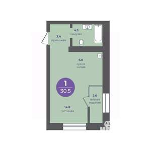 1-к квартира, вторичка, 31м2, 13/15 этаж