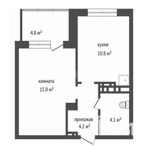 2-к квартира, вторичка, 33м2, 12/19 этаж