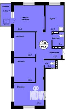 4-к квартира, вторичка, 94м2, 3/19 этаж