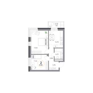 2-к квартира, вторичка, 52м2, 2/8 этаж