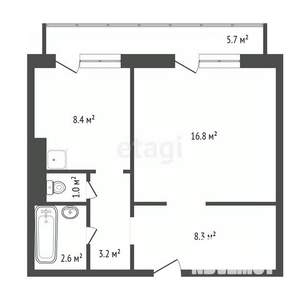 1-к квартира, вторичка, 43м2, 1/17 этаж