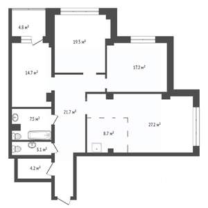 4-к квартира, вторичка, 122м2, 11/24 этаж