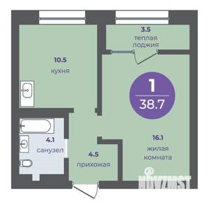 1-к квартира, вторичка, 35м2, 5/17 этаж