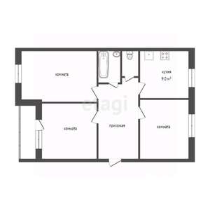 3-к квартира, вторичка, 66м2, 5/5 этаж