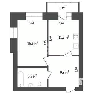 1-к квартира, вторичка, 44м2, 13/17 этаж