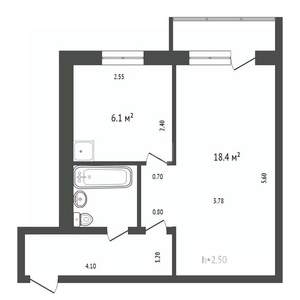 1-к квартира, вторичка, 32м2, 4/4 этаж