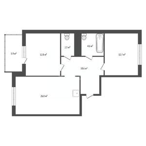 3-к квартира, вторичка, 68м2, 17/19 этаж