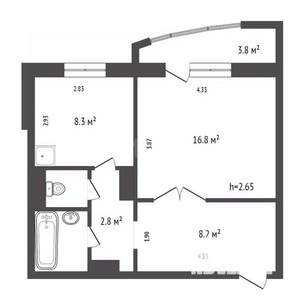 1-к квартира, вторичка, 40м2, 3/14 этаж