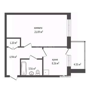 1-к квартира, вторичка, 42м2, 9/17 этаж
