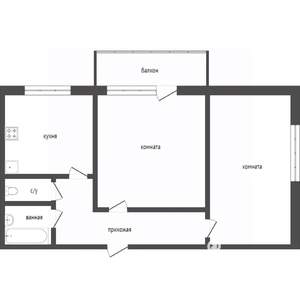 2-к квартира, вторичка, 52м2, 1/9 этаж