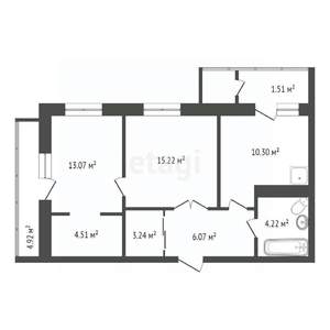 2-к квартира, вторичка, 56м2, 1/9 этаж