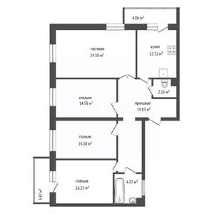 4-к квартира, вторичка, 108м2, 8/13 этаж