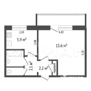 1-к квартира, вторичка, 37м2, 7/10 этаж