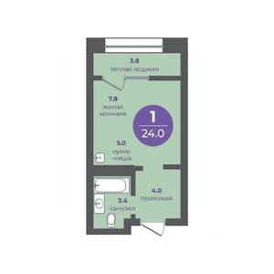 1-к квартира, вторичка, 24м2, 13/24 этаж
