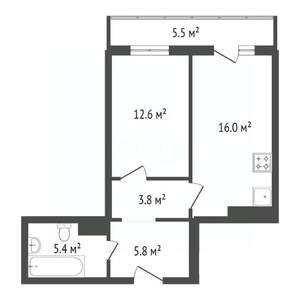 1-к квартира, вторичка, 44м2, 10/18 этаж