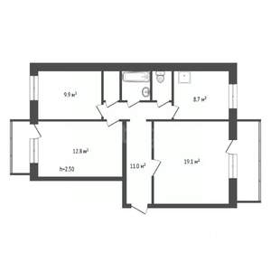 3-к квартира, вторичка, 67м2, 2/10 этаж