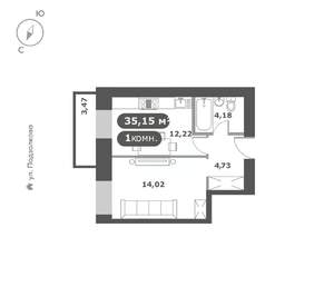 1-к квартира, вторичка, 35м2, 7/16 этаж