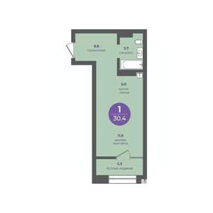 1-к квартира, вторичка, 30м2, 6/24 этаж