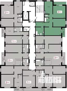 3-к квартира, строящийся дом, 86м2, 13/17 этаж