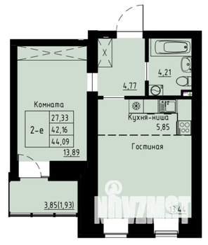 2-к квартира, вторичка, 44м2, 2/8 этаж