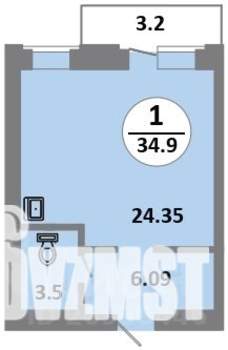 Студия квартира, строящийся дом, 34м2, 11/14 этаж