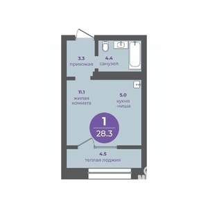 1-к квартира, вторичка, 28м2, 4/16 этаж