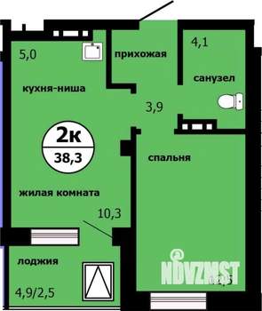 2-к квартира, строящийся дом, 38м2, 12/19 этаж