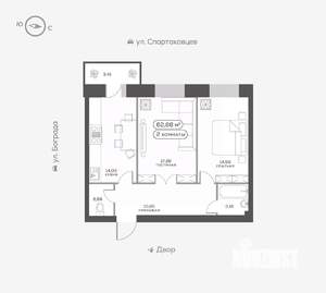 2-к квартира, вторичка, 64м2, 2/15 этаж