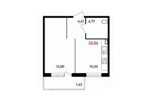 1-к квартира, вторичка, 36м2, 17/18 этаж