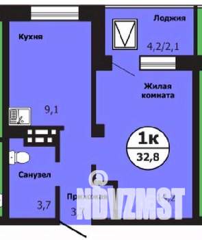 1-к квартира, строящийся дом, 33м2, 1/19 этаж