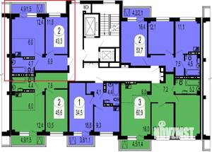 1-к квартира, вторичка, 43м2, 2/16 этаж