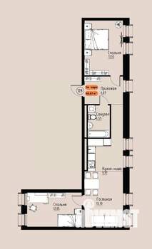 3-к квартира, вторичка, 61м2, 13/17 этаж