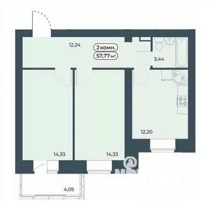 2-к квартира, вторичка, 58м2, 2/9 этаж