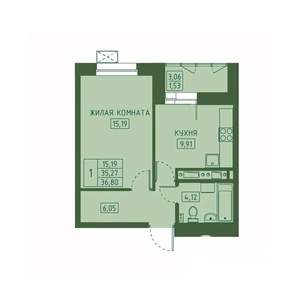 1-к квартира, вторичка, 37м2, 10/23 этаж