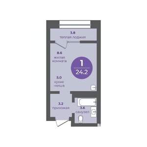 1-к квартира, вторичка, 24м2, 9/24 этаж