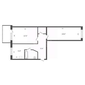 2-к квартира, вторичка, 47м2, 2/5 этаж