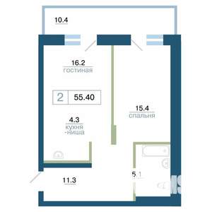 2-к квартира, вторичка, 55м2, 10/24 этаж