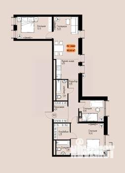4-к квартира, вторичка, 83м2, 14/17 этаж