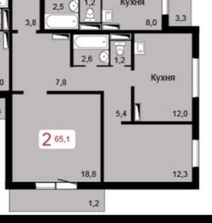 2-к квартира, вторичка, 64м2, 16/16 этаж