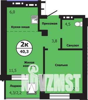 2-к квартира, строящийся дом, 40м2, 19/19 этаж