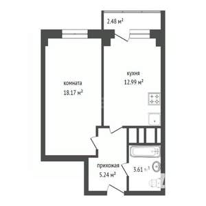 1-к квартира, вторичка, 41м2, 20/25 этаж