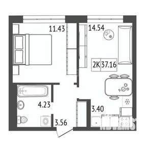2-к квартира, вторичка, 37м2, 7/17 этаж
