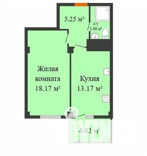 1-к квартира, строящийся дом, 41м2, 12/17 этаж