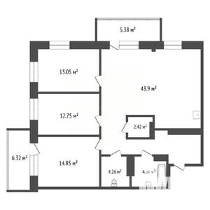 4-к квартира, вторичка, 100м2, 15/16 этаж