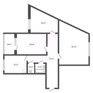 3-к квартира, вторичка, 70м2, 13/18 этаж