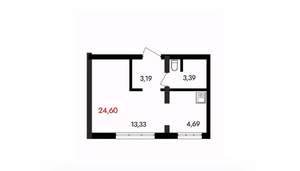 1-к квартира, вторичка, 25м2, 4/18 этаж